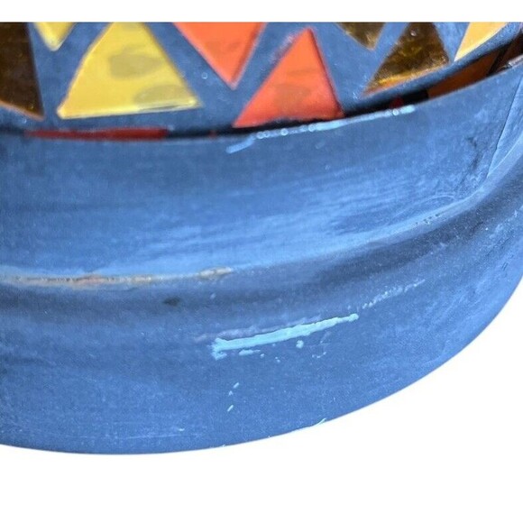 Mosaic Glass Lantern Garden Patio Candle Holder  Metal Handle 10” - Picture 6 of 6